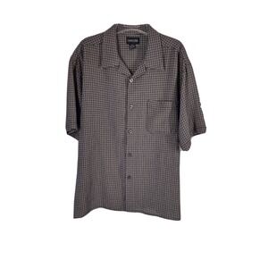Career Club Shirt‎ Men's Large Retro Y2K Norm Core Black White Plaid Button Up
